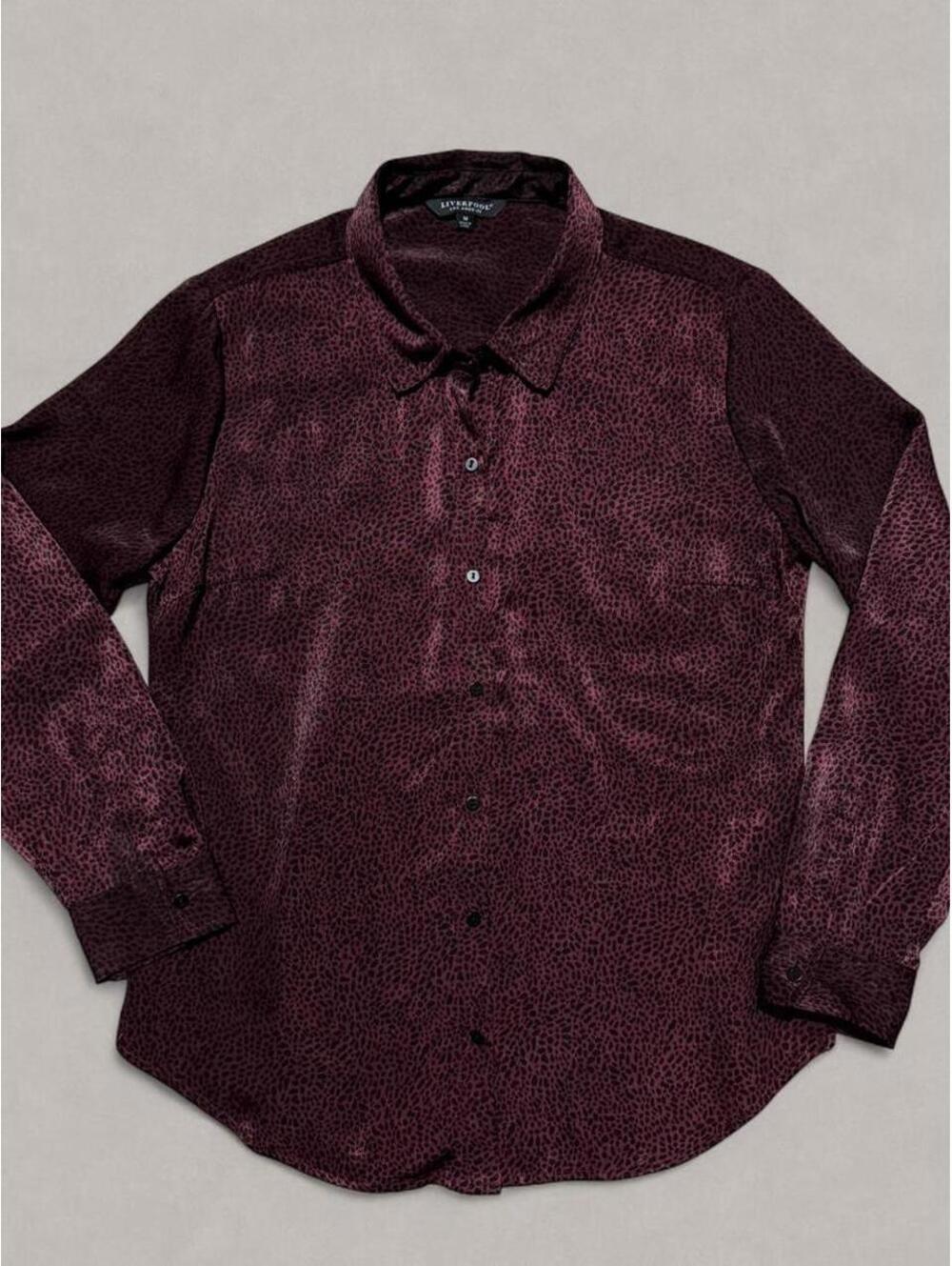 Liverpool Los Angeles Women's Burgundy Cheetah Print Top